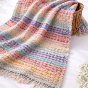 Käsitööna valminud vahvelkoes tekk (124x160 cm)