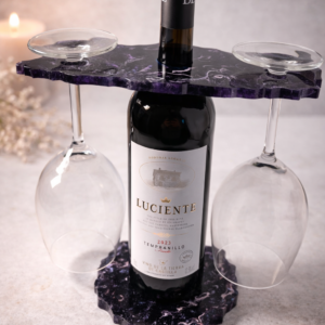 Veinipudeli alus ja hoidja kahele klaasile