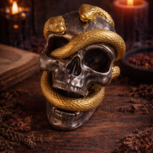 Metallik-kolju kuldse maoga